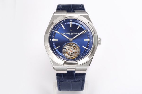 VC Overseas Tourbillon Ref 6000V SS BBRF 1:1 Best Edition Blue Dial on Black Leather Straps Tourb - Super Clone Watch | 1:1 Best Version
