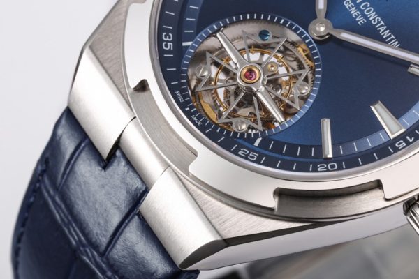 VC Overseas Tourbillon Ref 6000V SS BBRF 1:1 Best Edition Blue Dial on Black Leather Straps Tourb - Super Clone Watch | 1:1 Best Version