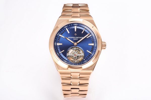 VC Overseas Tourbillon Ref 6000V RG BBRF 1:1 Best Edition Quadrante blu su bracciale RG Tourb - Orologio super clone | 1:1 Best Version