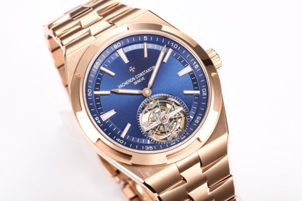 VC Overseas Tourbillon Ref 6000V RG BBRF 1:1 Best Edition Quadrante blu su bracciale RG Tourb - Orologio super clone | 1:1 Best Version