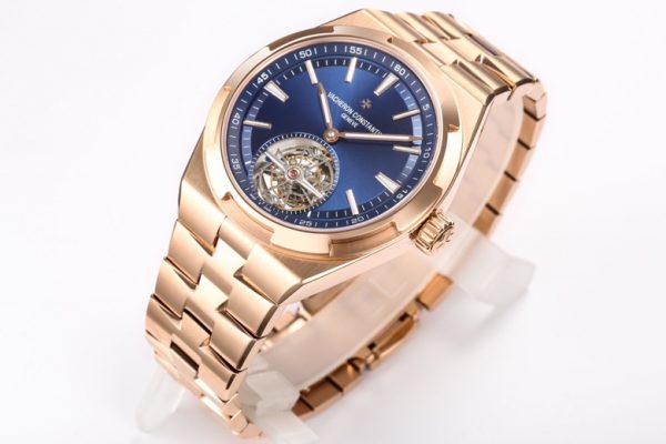 VC Overseas Tourbillon Ref 6000V RG BBRF 1:1 Best Edition Quadrante blu su bracciale RG Tourb - Orologio super clone | 1:1 Best Version