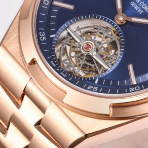 VC Overseas Tourbillon Ref 6000V RG BBRF 1:1 Best Edition Quadrante blu su bracciale RG Tourb - Orologio super clone | 1:1 Best Version