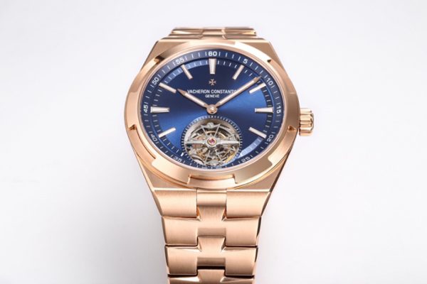 VC Overseas Tourbillon Ref 6000V RG BBRF 1:1 Best Edition Quadrante blu su bracciale RG Tourb - Orologio super clone | 1:1 Best Version