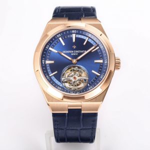 VC Overseas Tourbillon Ref 6000V RG BBRF 1:1 Best Edition Μπλε καντράν σε μαύρο δερμάτινο λουράκι Tourb - Super Clone Watch | 1:1 Best Version