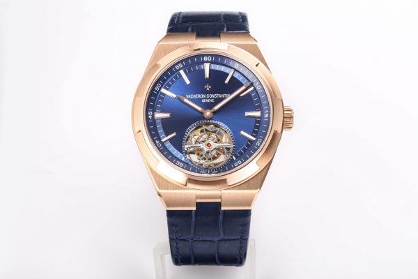 VC Overseas Tourbillon Ref 6000V RG BBRF 1:1 Best Edition Blaues Zifferblatt auf schwarzem Lederarmband Tourb - Super Clone Watch | 1:1 Best Version