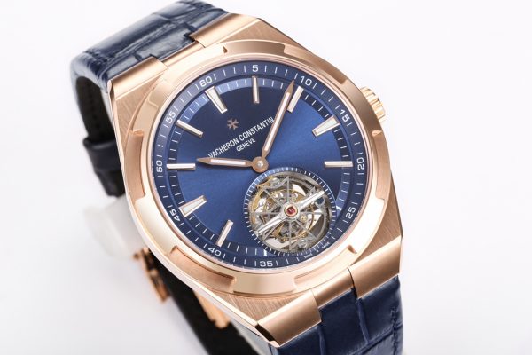 VC Overseas Tourbillon Ref 6000V RG BBRF 1:1 Best Edition Blaues Zifferblatt auf schwarzem Lederarmband Tourb - Super Clone Watch | 1:1 Best Version