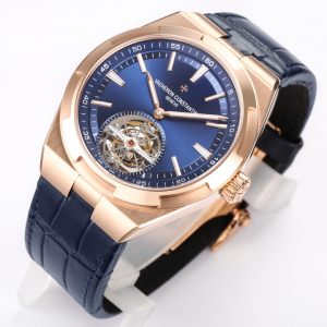 VC Overseas Tourbillon Ref 6000V RG BBRF 1:1 Best Edition Blaues Zifferblatt auf schwarzem Lederarmband Tourb - Super Clone Watch | 1:1 Best Version