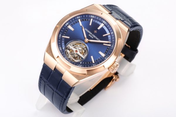 VC Overseas Tourbillon Ref 6000V RG BBRF 1:1 Best Edition Blaues Zifferblatt auf schwarzem Lederarmband Tourb - Super Clone Watch | 1:1 Best Version