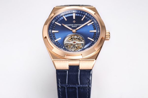 VC Overseas Tourbillon Ref 6000V RG BBRF 1:1 Best Edition Blaues Zifferblatt auf schwarzem Lederarmband Tourb - Super Clone Watch | 1:1 Best Version