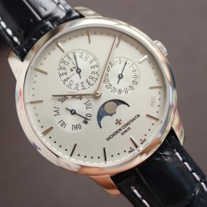VC Patrimony 43175/000P-B190 SS MXF ホワイトダイアル ブラックレザーストラップ - スーパークローンウォッチ｜1:1ベストバージョン