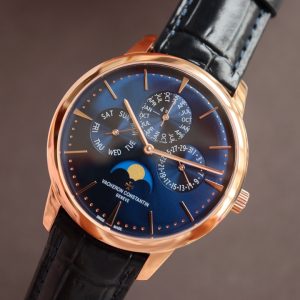 VC Patrimony 43175/000R-9687 RG MXF Blue Dial on Blue leather strap 1120QP - Super Clone Watch | 1:1 Best Version