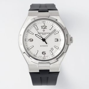 VC Overseas 47040/B01A-9093 SS PPF 1:1 Best Edition White Textured Dial on Black Rubber Strap A1226 - Super Clone Watch | 1:1 Best Version