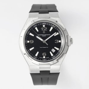 VC Overseas 47040/B01A-9094 SS PPF 1:1 Best Edition Black Textured Dial on Black Rubber Strap A1226 - Super Clone Watch | 1:1 Best Version