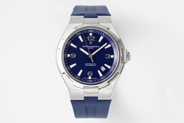 VC Overseas 47040/000A-9008 PPF 1:1 Best Edition Quadrante blu testurizzato su cinturino in gomma blu A1226 - Orologio super clone | 1:1 Best Version