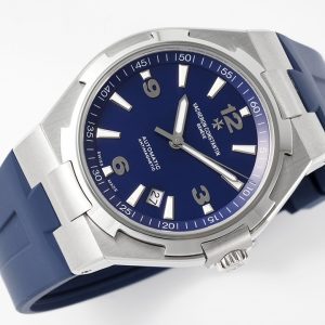 VC Overseas 47040/000A-9008 PPF 1:1 Best Edition Quadrante blu testurizzato su cinturino in gomma blu A1226 - Orologio super clone | 1:1 Best Version