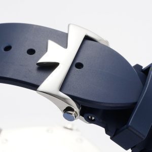VC Overseas 47040/000A-9008 PPF 1:1 Best Edition Quadrante blu testurizzato su cinturino in gomma blu A1226 - Orologio super clone | 1:1 Best Version