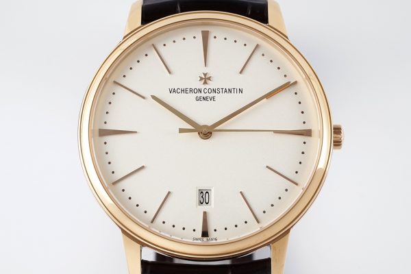 VC Patrimony Date 85180/000R-9248 RG PPF 1:1 Best Edition White Dial on Brown Leather Strap MIYOTA 9015 - Super Clone Watch | 1:1 Best Version
