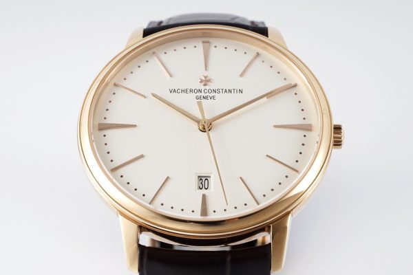 VC Patrimony Date 85180/000R-9248 RG PPF 1:1 Best Edition White Dial on Brown Leather Strap MIYOTA 9015 - Super Clone Watch | 1:1 Best Version