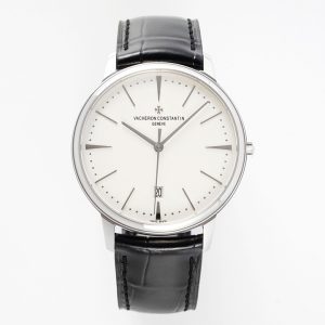 Patrimony Date 85180/000G-9230 SS PPF 1:1 Best Edition White Dial on Black Leather Strap MIYOTA 9015 - Super Clone Watch | 1:1 Best Version