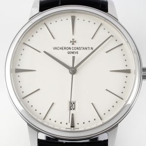 Patrimony Date 85180/000G-9230 SS PPF 1:1 Best Edition White Dial on Black Leather Strap MIYOTA 9015 - Super Clone Watch | 1:1 Best Version