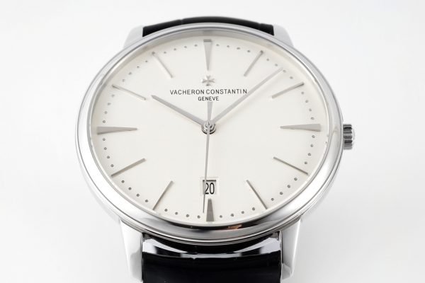 Patrimony Date 85180/000G-9230 SS PPF 1:1 Best Edition White Dial on Black Leather Strap MIYOTA 9015 - Super Clone Watch | 1:1 Best Version