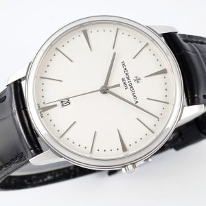 Patrimony Date 85180/000G-9230 SS PPF 1:1 Best Edition White Dial on Black Leather Strap MIYOTA 9015 - Super Clone Watch | 1:1 Best Version