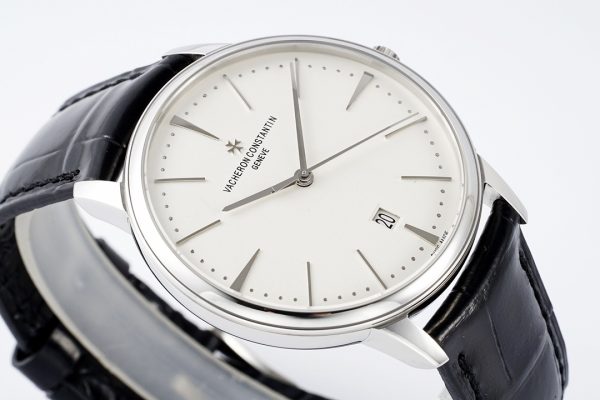 Patrimony Date 85180/000G-9230 SS PPF 1:1 Best Edition White Dial on Black Leather Strap MIYOTA 9015 - Super Clone Watch | 1:1 Best Version