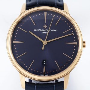 VC Patrimony Date 85180/000R-B515 RG PPF 1:1 Best Edition Blue Dial on BlueLeather Strap MIYOTA 9015 - Super Clone Watch | 1:1 Best Version
