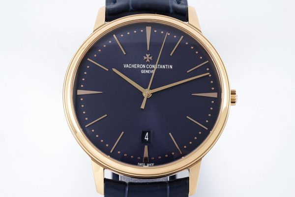 VC Patrimony Date 85180/000R-B515 RG PPF 1:1 Best Edition Blue Dial on BlueLeather Strap MIYOTA 9015 - Super Clone Watch | 1:1 Best Version