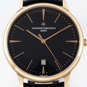 VC Patrimony Date 85180/000R-9232 RG PPF 1:1 Best Edition Black Dial on Black Leather Strap MIYOTA 9015 - Super Clone Watch | 1:1 Best Version