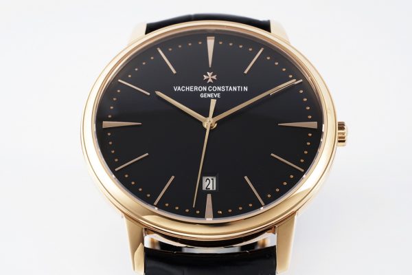 VC Patrimony Date 85180/000R-9232 RG PPF 1:1 Best Edition Black Dial on Black Leather Strap MIYOTA 9015 - Super Clone Watch | 1:1 Best Version