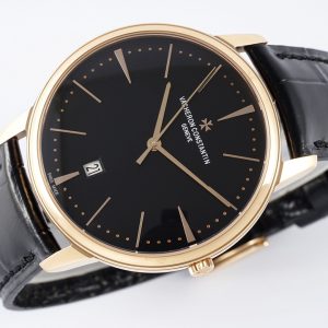 VC Patrimony Date 85180/000R-9232 RG PPF 1:1 Best Edition Black Dial on Black Leather Strap MIYOTA 9015 - Super Clone Watch | 1:1 Best Version
