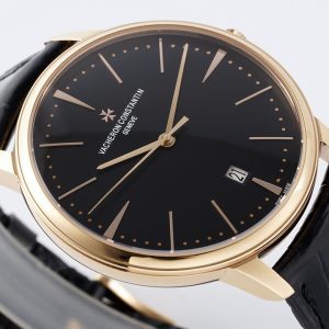 VC Patrimony Date 85180/000R-9232 RG PPF 1:1 Best Edition Black Dial on Black Leather Strap MIYOTA 9015 - Super Clone Watch | 1:1 Best Version