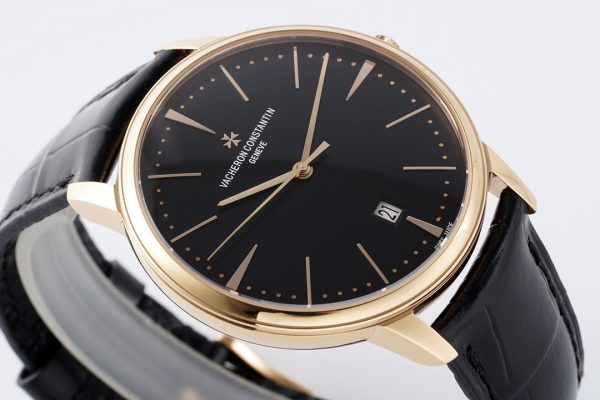 VC Patrimony Date 85180/000R-9232 RG PPF 1:1 Best Edition Black Dial on Black Leather Strap MIYOTA 9015 - Super Clone Watch | 1:1 Best Version