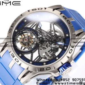 RD Excalibur RDDBEX0546 BBR 1:1 Mejor Edición Esqueleto Esfera Azul con Correa de Caucho Azul A2136 Tourbillon V4 - Super Clone Watch | 1:1 Mejor Versión