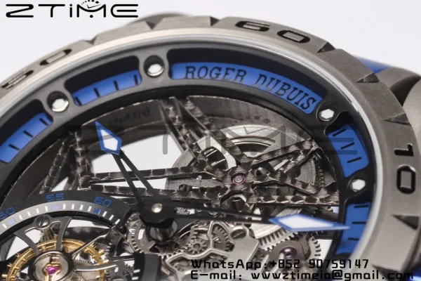RD Excalibur RDDBEX0546 BBR 1:1 Mejor Edición Esqueleto Esfera Azul con Correa de Caucho Azul A2136 Tourbillon V4 - Super Clone Watch | 1:1 Mejor Versión