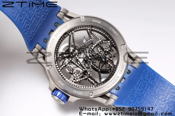 RD Excalibur RDDBEX0546 BBR 1:1 Mejor Edición Esqueleto Esfera Azul con Correa de Caucho Azul A2136 Tourbillon V4 - Super Clone Watch | 1:1 Mejor Versión