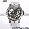 RD Excalibur RDDBEX0546 BBR 1:1 Best Edition Skeleton Black Dial on White Rubber Strap A2136 Tourbillon V4 - Super Clone Watch | 1:1 Best Version