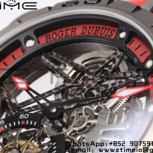 RD エクスカリバー RDDBEX0479 BBR 1:1ベストエディション スケルトン ブラックダイアル レッドラバーストラップ A2136 トゥールビヨン V4 - スーパークローンウォッチ｜1:1ベストバージョン