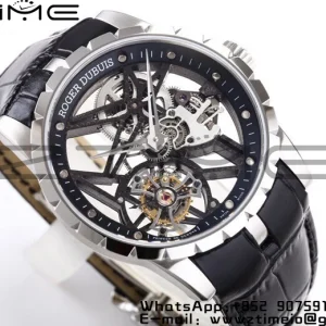 RD Excalibur Rddbex0393 SS  BBRF 1:1 Best Edition Skeleton Dial on Black Leather Strap A2136 Tourbillon V4 - Super Clone Watch | 1:1 Best Version