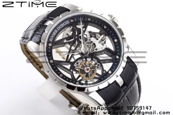 RD Excalibur Rddbex0393 SS  BBRF 1:1 Best Edition Skeleton Dial on Black Leather Strap A2136 Tourbillon V4 - Super Clone Watch | 1:1 Best Version