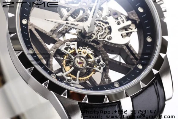 RD Excalibur Rddbex0393 SS  BBRF 1:1 Best Edition Skeleton Dial on Black Leather Strap A2136 Tourbillon V4 - Super Clone Watch | 1:1 Best Version
