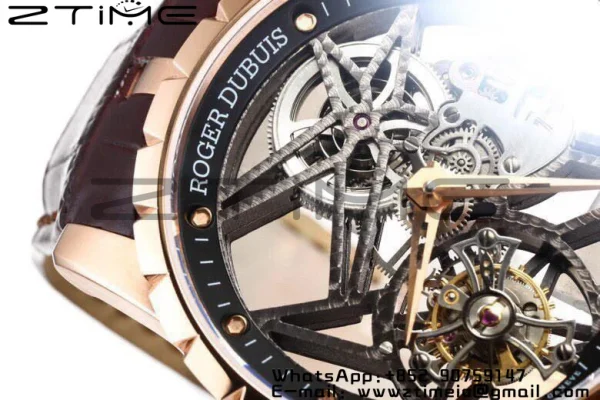 RD Excalibur Rddbex0393 RG  BBRF 1:1 Best Edition Skeleton Dial on Brown Leather Strap A2136 Tourbillon V4 - Super Clone Watch | 1:1 Best Version
