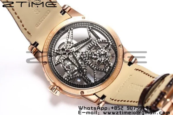 RD Excalibur Rddbex0393 RG  BBRF 1:1 Best Edition Skeleton Dial on Brown Leather Strap A2136 Tourbillon V4 - Super Clone Watch | 1:1 Best Version