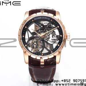 RD Excalibur Rddbex0393 RG  BBRF 1:1 Best Edition Skeleton Dial on Brown Leather Strap A2136 Tourbillon V4 - Super Clone Watch | 1:1 Best Version