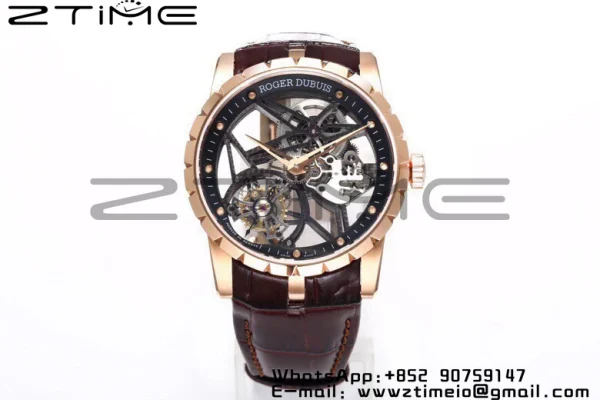 RD Excalibur Rddbex0393 RG  BBRF 1:1 Best Edition Skeleton Dial on Brown Leather Strap A2136 Tourbillon V4 - Super Clone Watch | 1:1 Best Version
