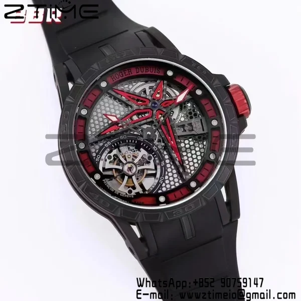 RD EXCALIBUR SPIDER RDDBEX0817 BBRF Best Edition Skeleton Black Dial on Black Rubber Strap A2136 Tourbillon - Super Clone Watch | 1:1 Best Version