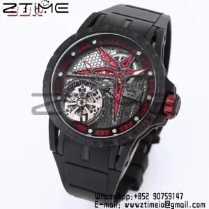 RD EXCALIBUR SPIDER RDDBEX0817 BBRF Best Edition Skeleton Black Dial on Black Rubber Strap A2136 Tourbillon - Super Clone Watch | 1:1 Best Version