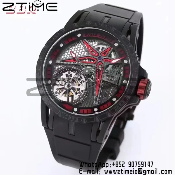 RD EXCALIBUR SPIDER RDDBEX0817 BBRF Best Edition Skeleton Black Dial on Black Rubber Strap A2136 Tourbillon - Super Clone Watch | 1:1 Best Version