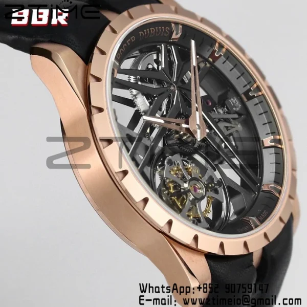 RD Excalibur RDDBEX0838 RG BBRF 1:1 Best Edition Skeleton Dial on Blcak Rubber Strap A2136 Tourbillon V4 - Super Clone Watch | 1:1 Best Version